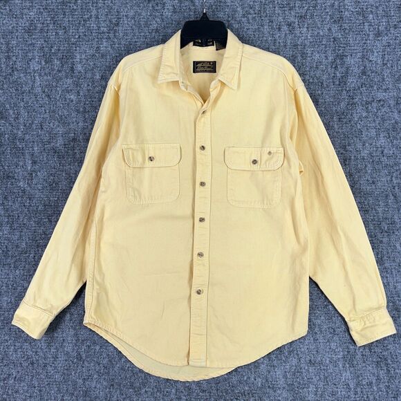 Eddie Bauer Shirt‎ Mens M Yellow Outbound Twill Vintage USA 80s Outdoor Chore - Picture 1 of 7